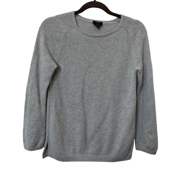 Talbots Sweaters - Talbots Petites 100% Cashmere Crewneck Sweater Grey Raglan Sleeve SP